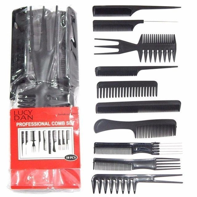 Peine combo peluquero X10 piesas 