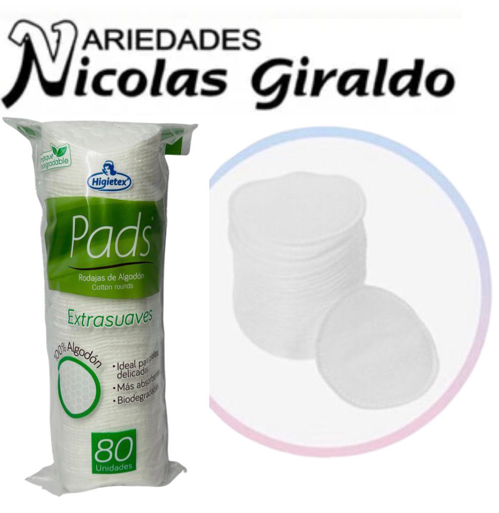 Rodajas desmaquillar pads x80 higietex