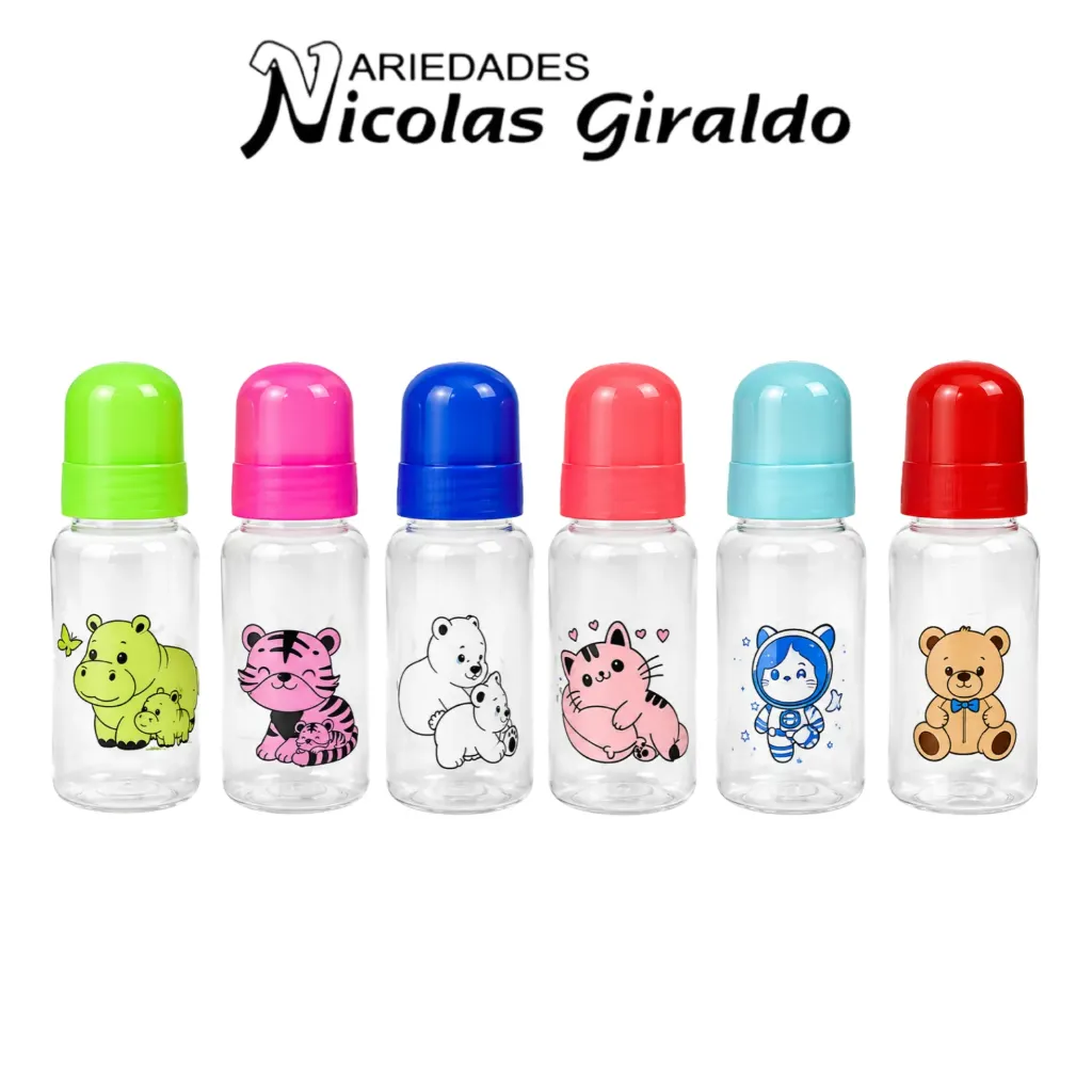 Tetero liso pequeño 5oz traslucido paquete x6