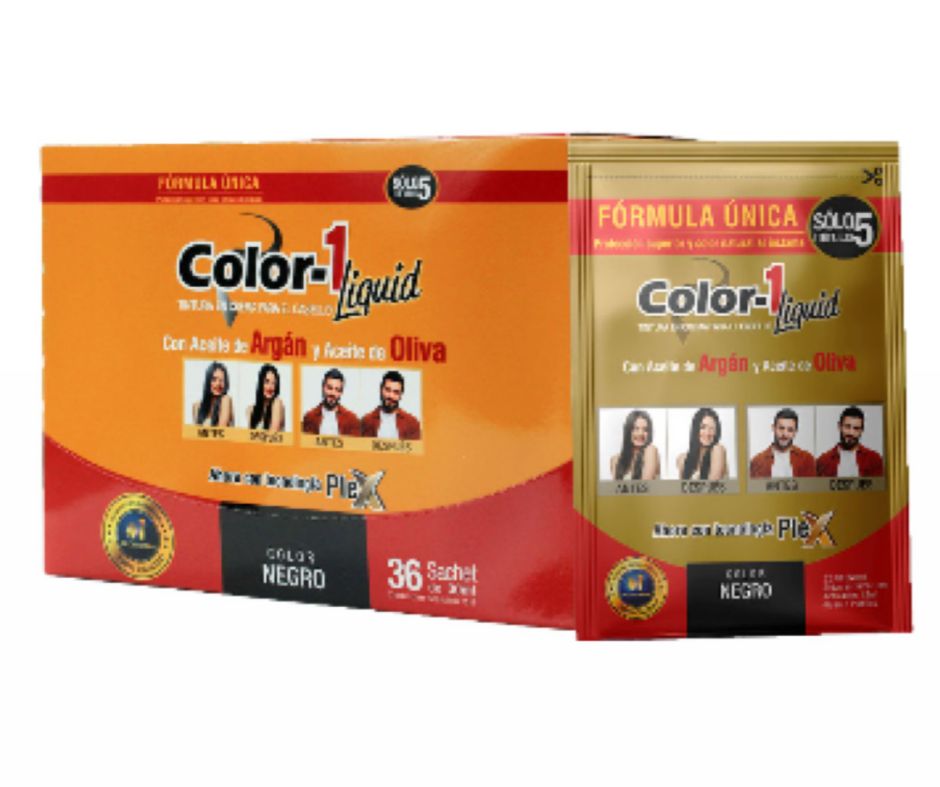 Tintura liquida negra color uno sobre