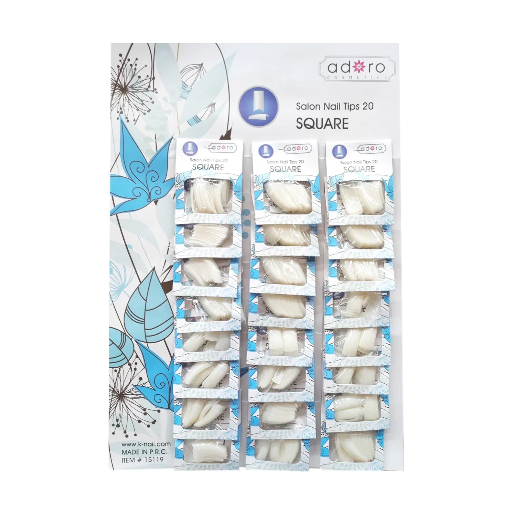 [15119] Uñas adoro SQUARE blanca x24 Carton azul