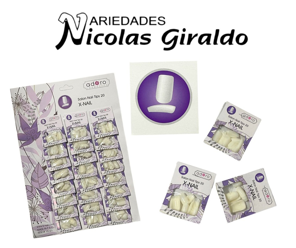 Uñas adoro X-NAIL blanca x24 Carton 