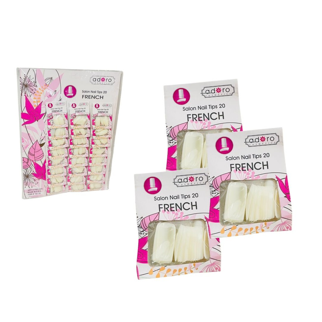 Uñas adoro FRENCH blanca x24 carton rosado 
