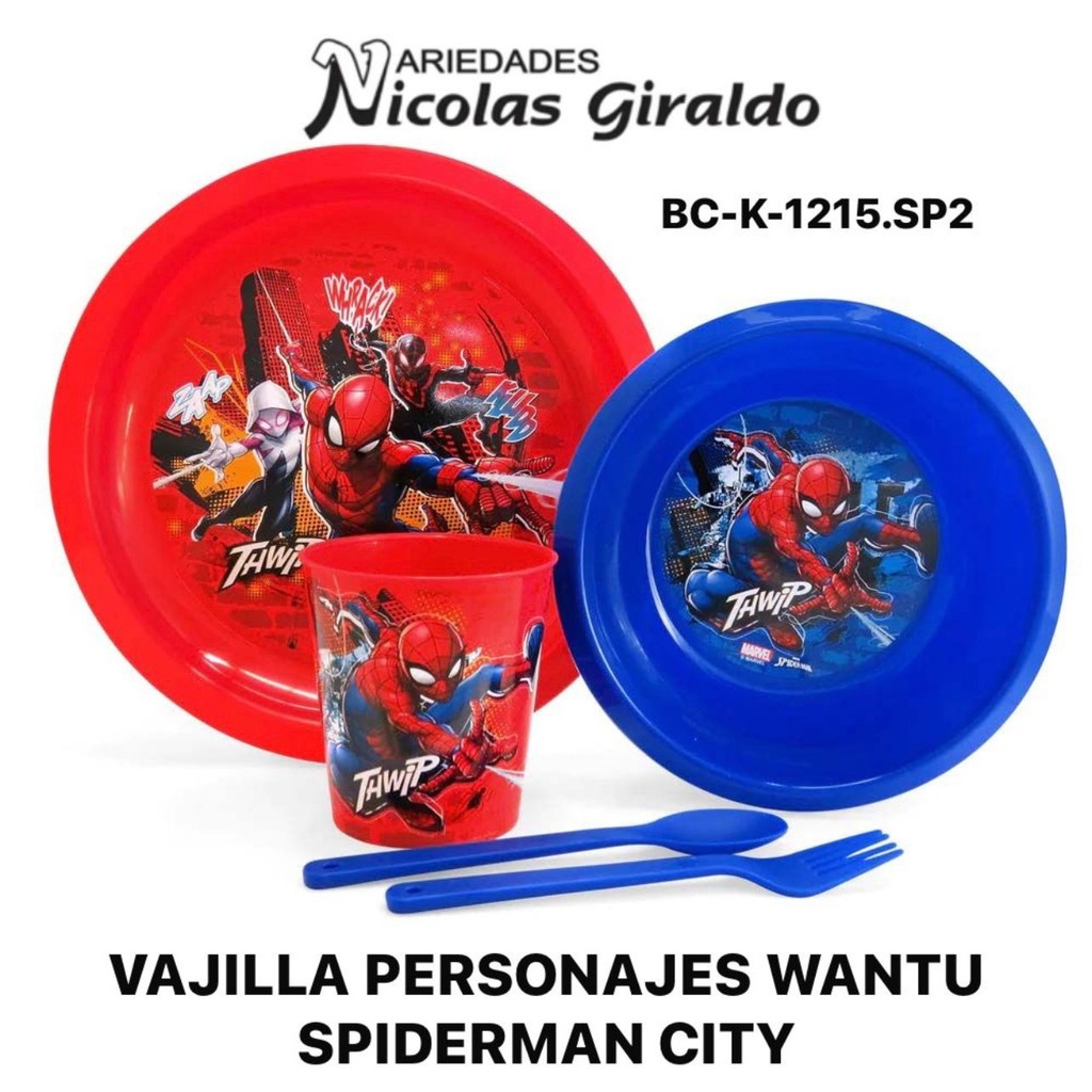 Vajilla personajes wantu spiderman city