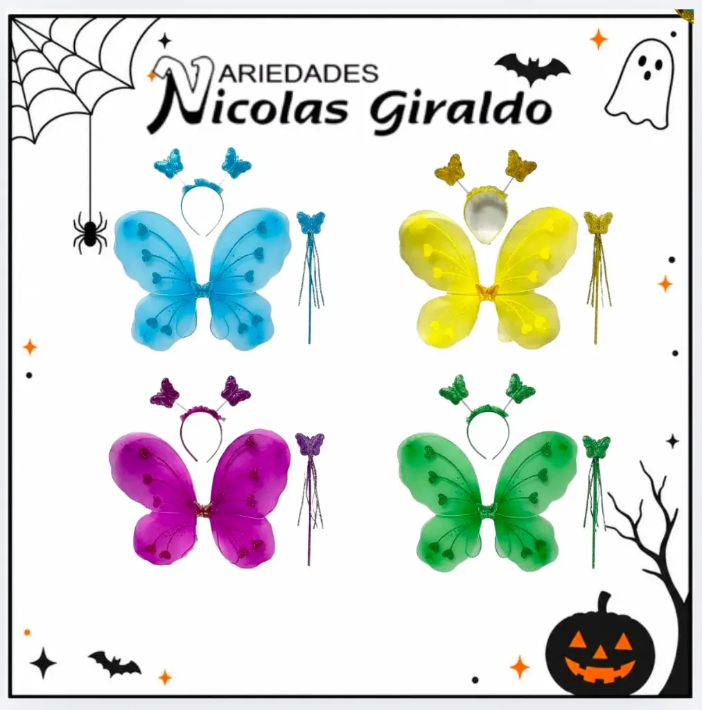 @Juego alas de mariposa x3 halloween  (DK242)
