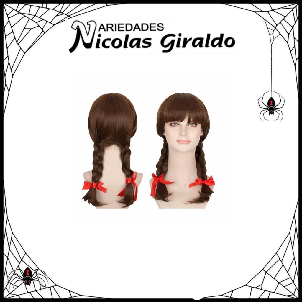 [DK605-MARR] @Peluca halloween dos trenzas marron