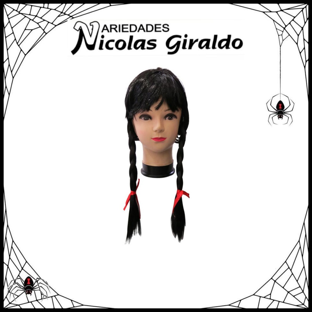 @Peluca halloween dos trenzas negra