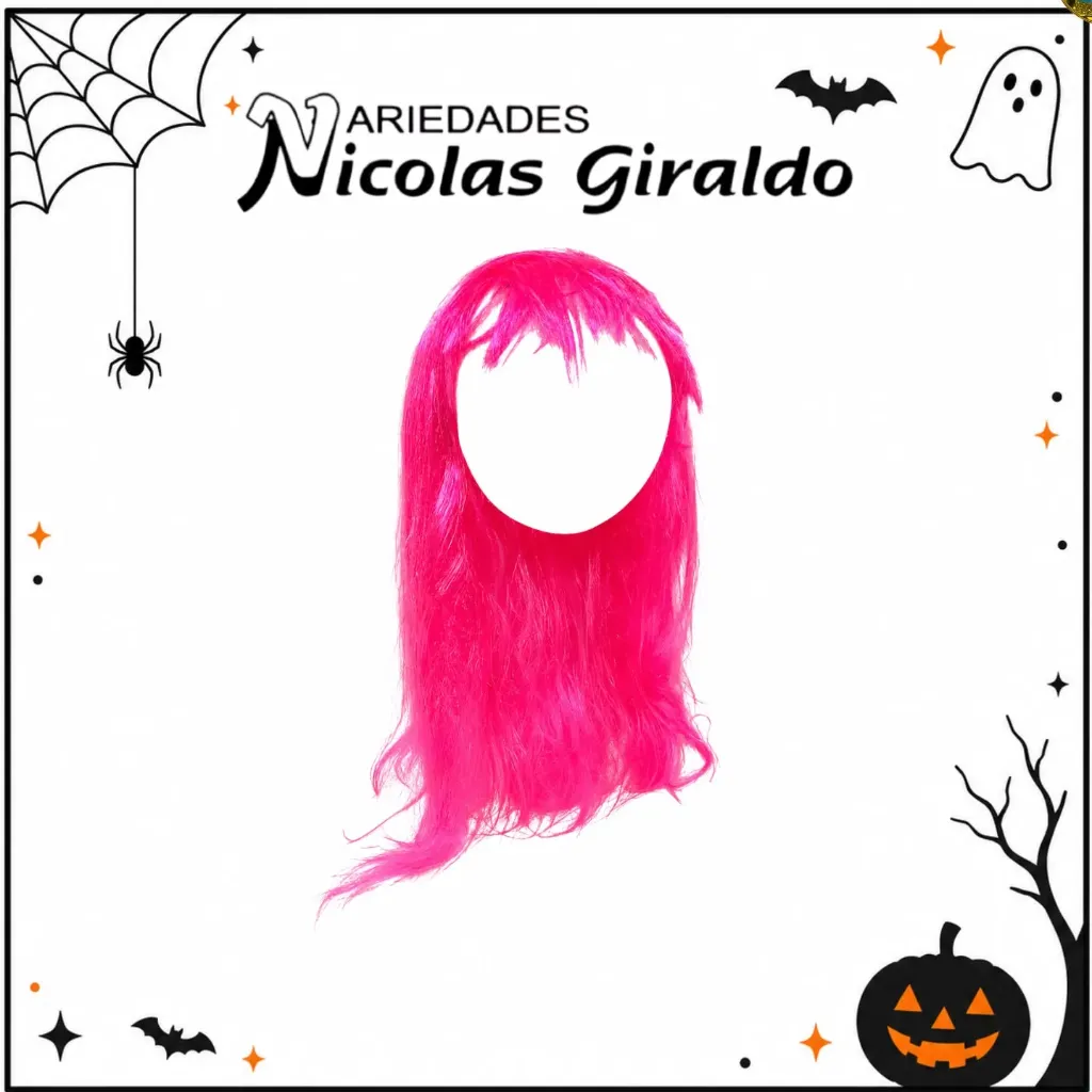 Peluca lisa larga fucsia halloween