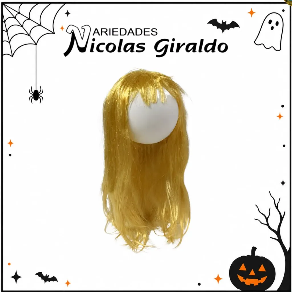 [DK201] Peluca lisa larga rubia halloween