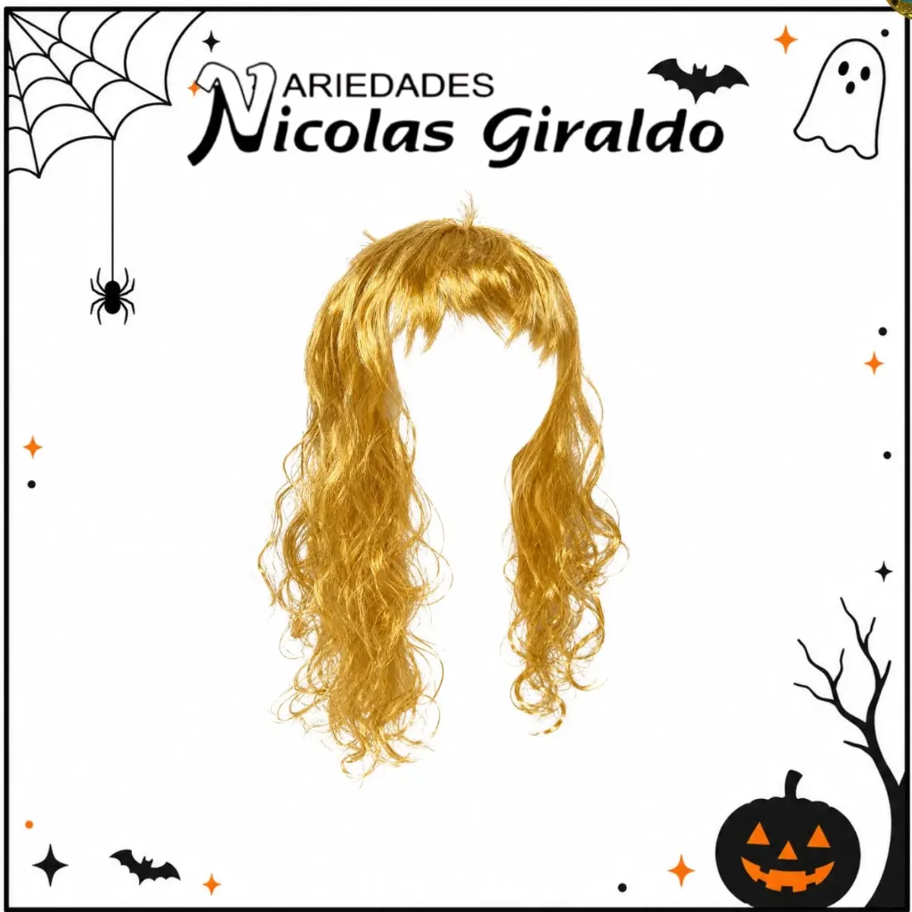 [DK205] Peluca ondulada larga rubia halloween