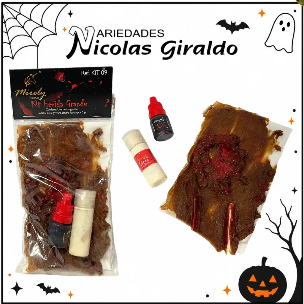 Herida grande con gotero sangre y latex halloween
