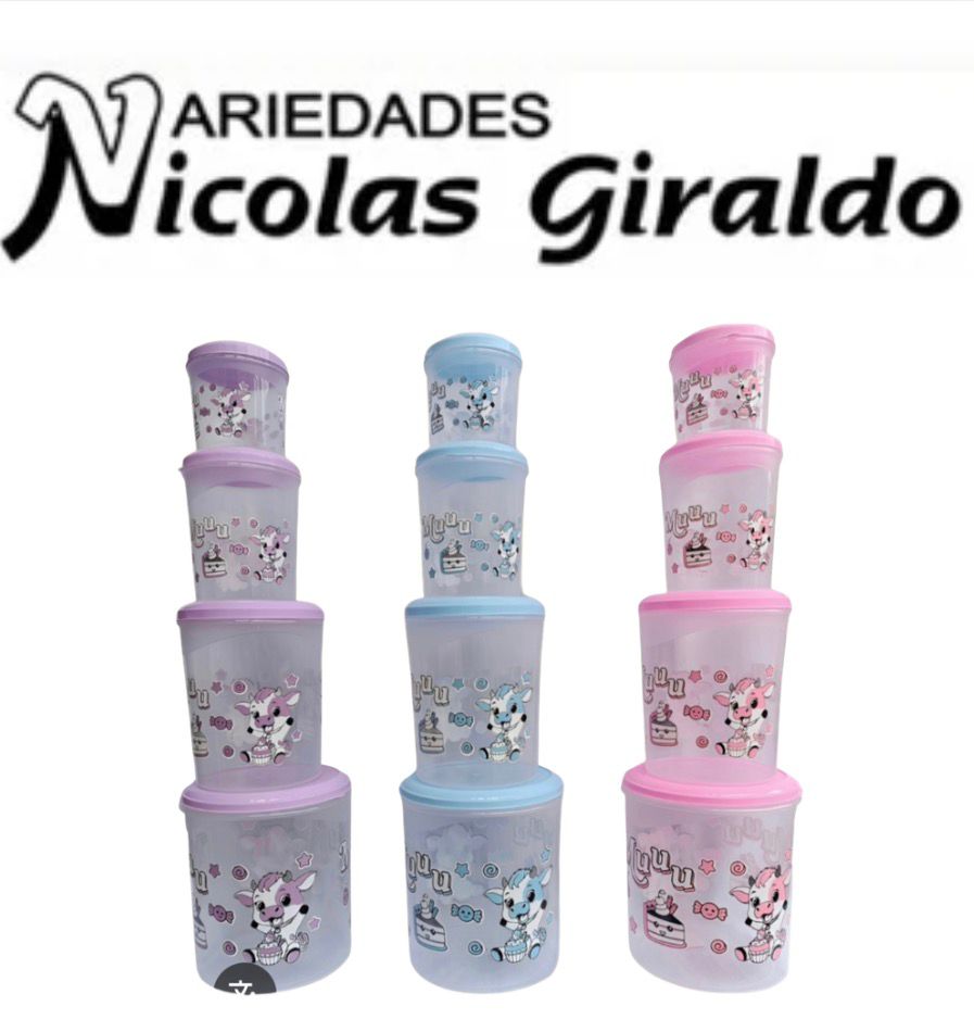 [200847] Tarro mercado x4 estampado pastel proyecciones