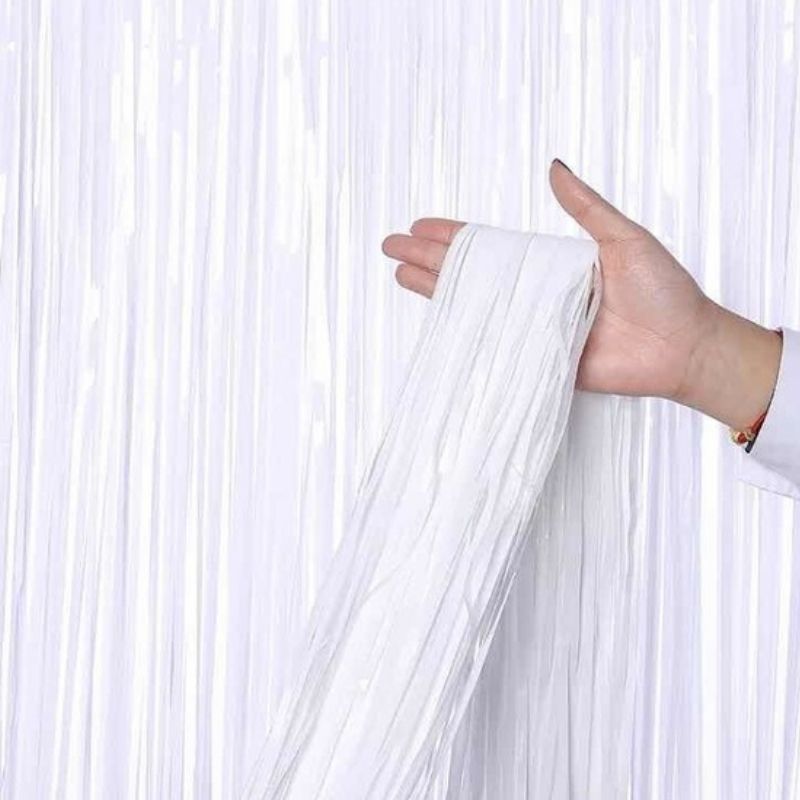 Cortina fiesta brillante 2X1mt blanca