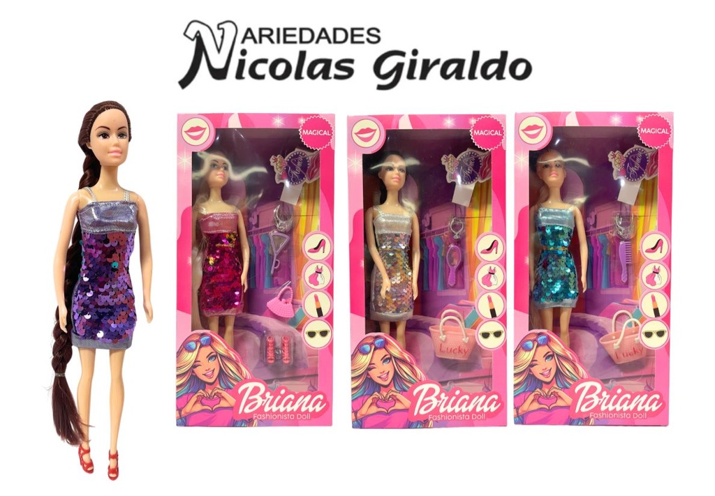 Muñeca caja fina vestido lentejuelas