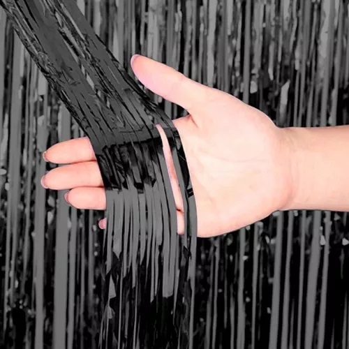 Cortina fiesta brillante 2x1 negra (NA602N)