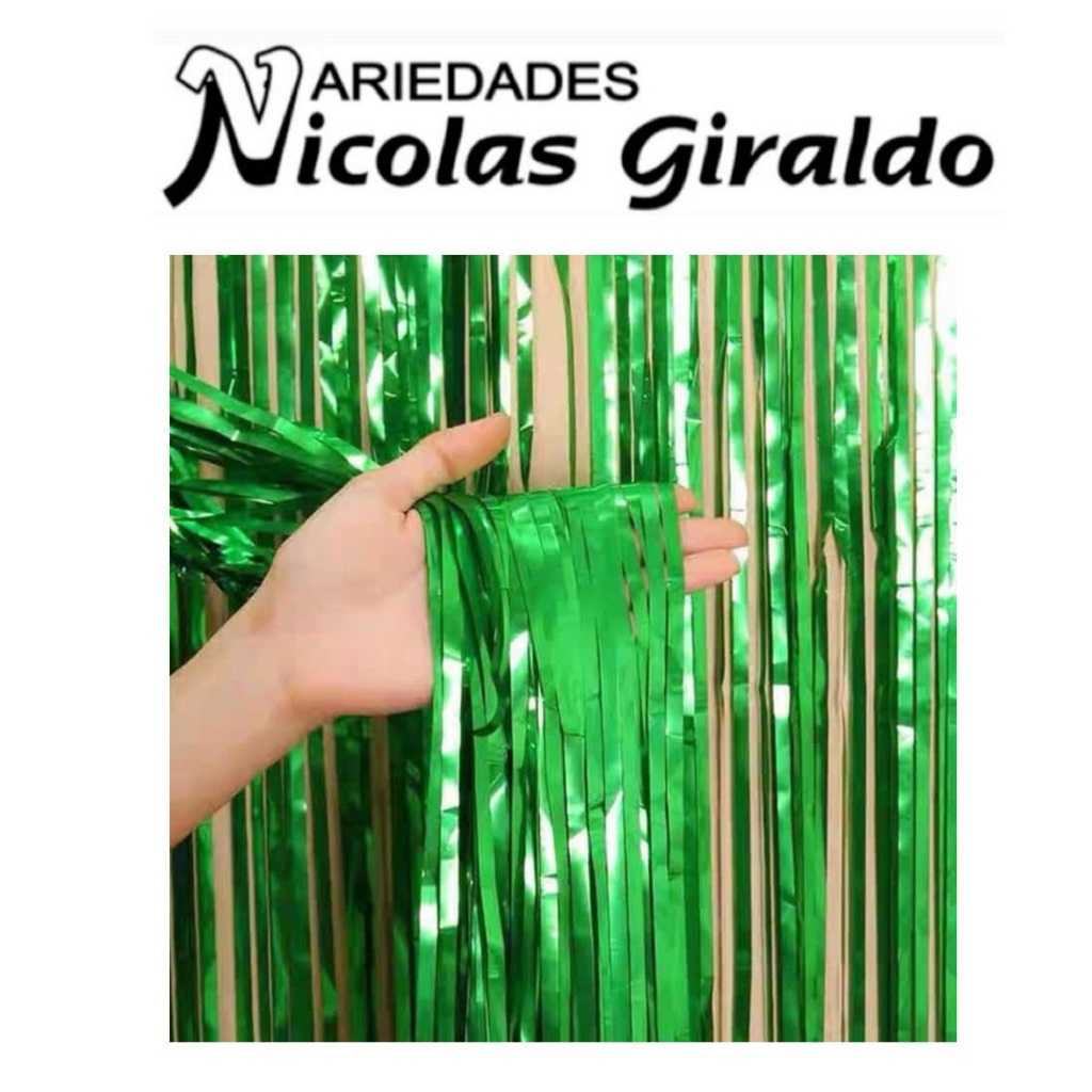Cortina fiesta brillante 2x1 verde 