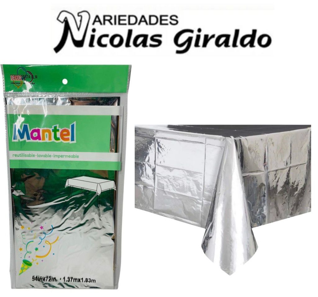 [2D-6828] Mantel fiesta brillante plata (NA643P)(DF-005)