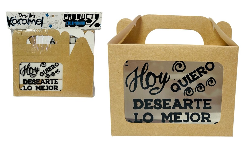 [100762] Caja lonchera cariñito mediana acetato con mensaje 15x10 pqt x6