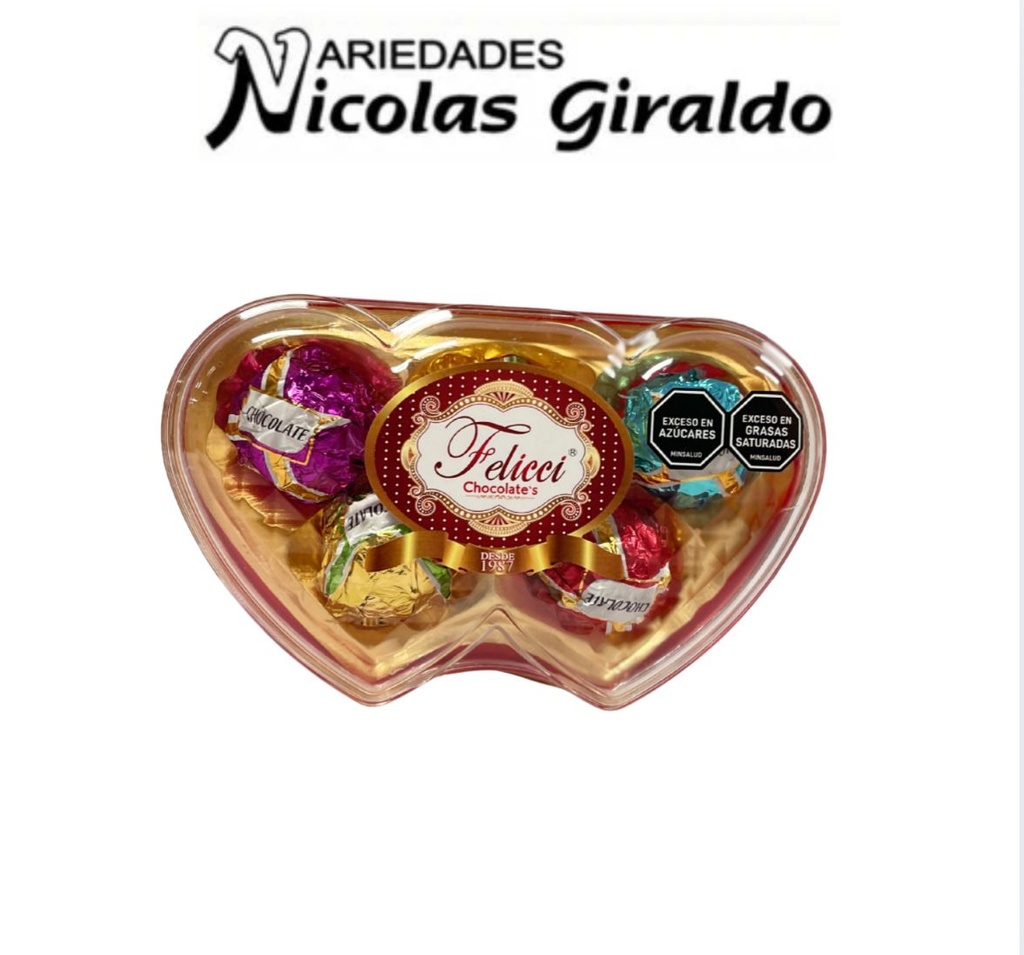 Chocolate feliccie corazon X5 doble
