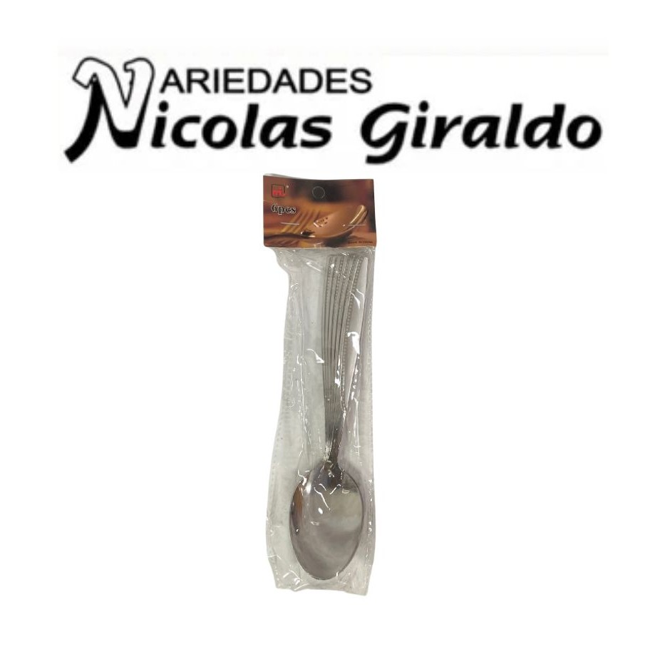 (C6-CU)cuchara metal fina paquete x6 