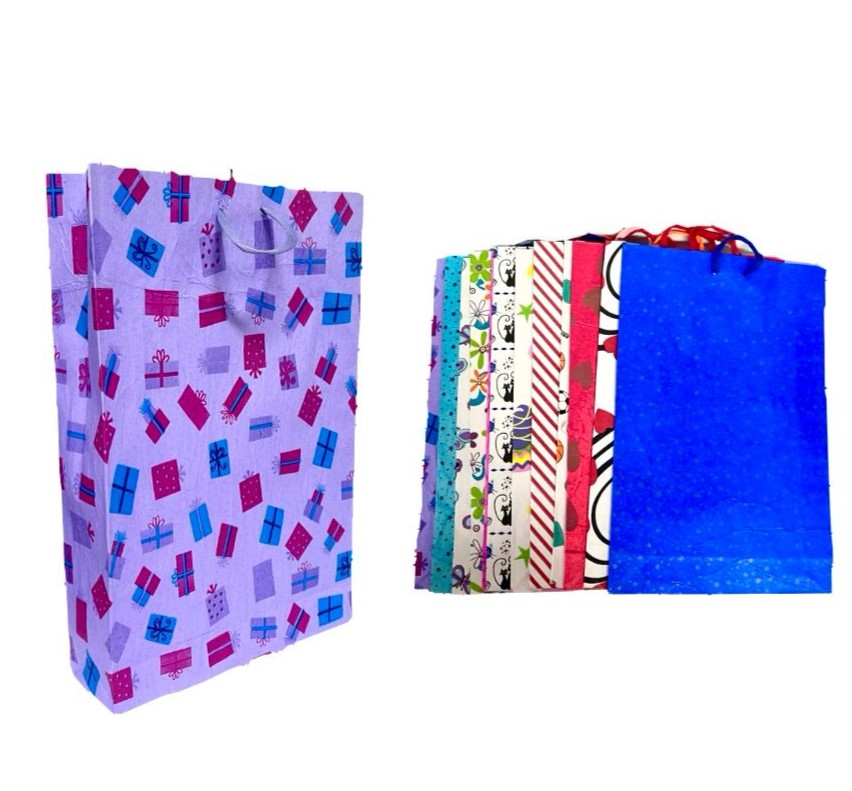 @Bolsa regalo corrugada estampada fina grande pqt x12