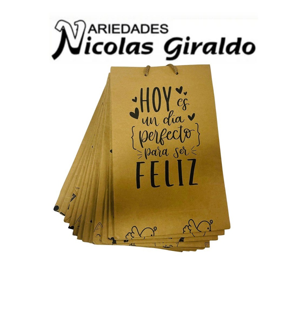 [104050] @Bolsa regalo kraft estampada slla mediana pqt x12