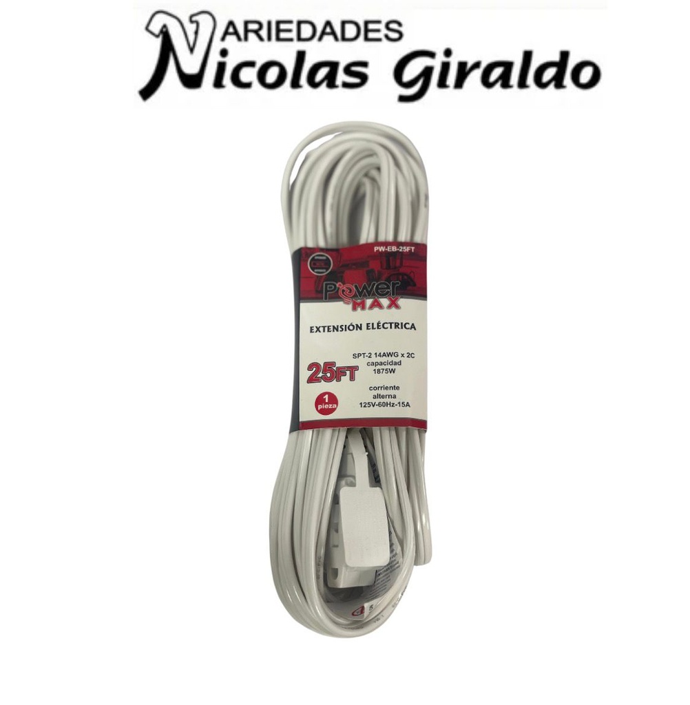 [PW-EB-25FT] Extension blanca power max  x25 ft