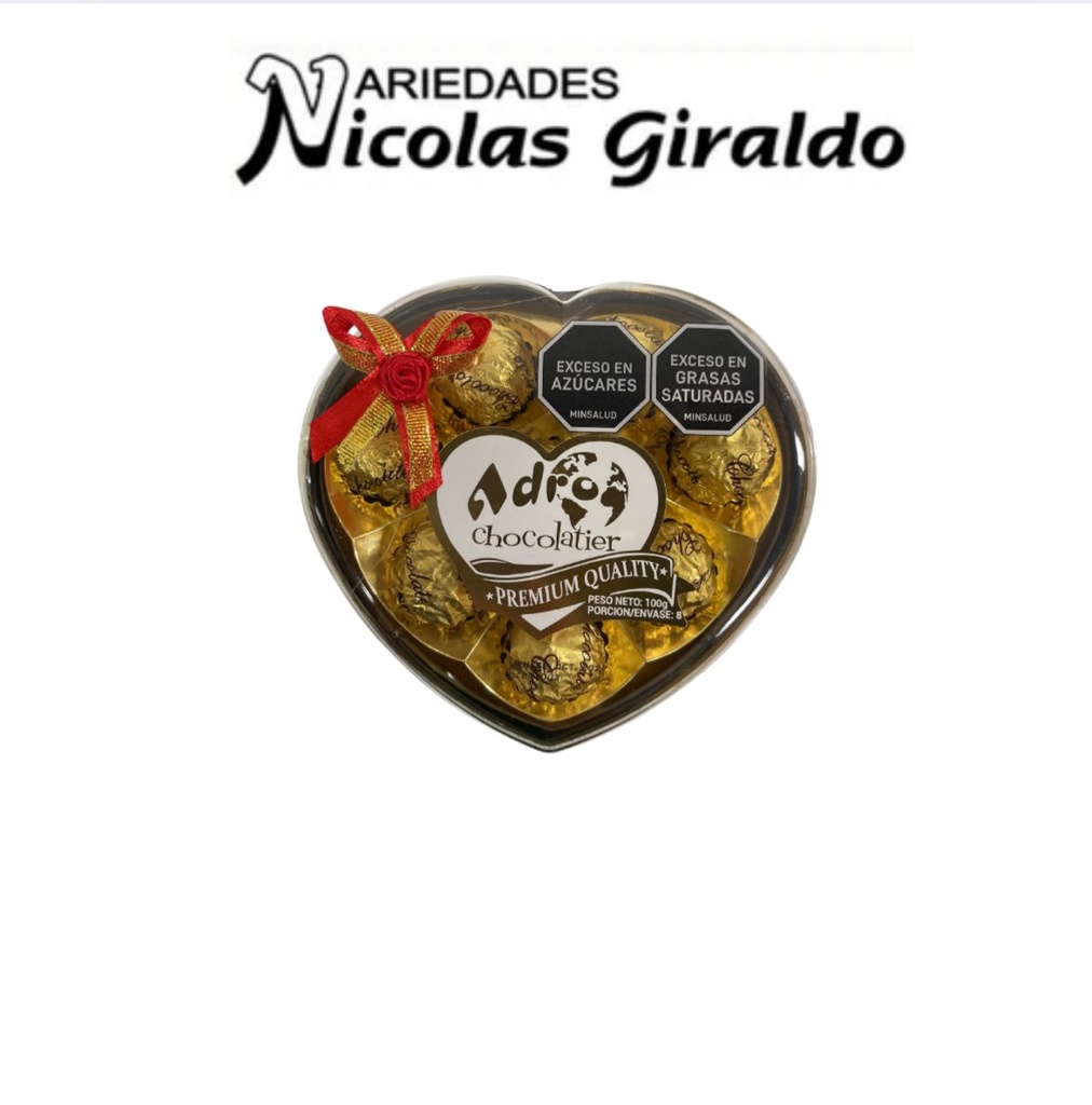 Chocolate adro corazon X8
