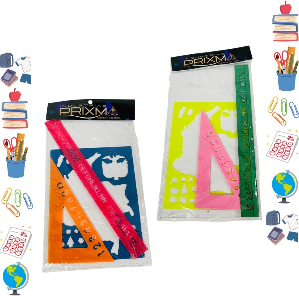 Juego croquis-escuadra-regla prixma 