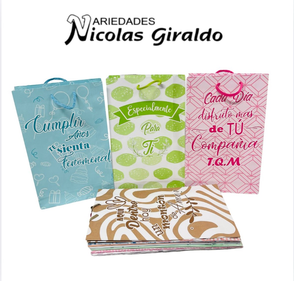 [202030] @Bolsa regalo arte mensaje pastel grande pqt x12