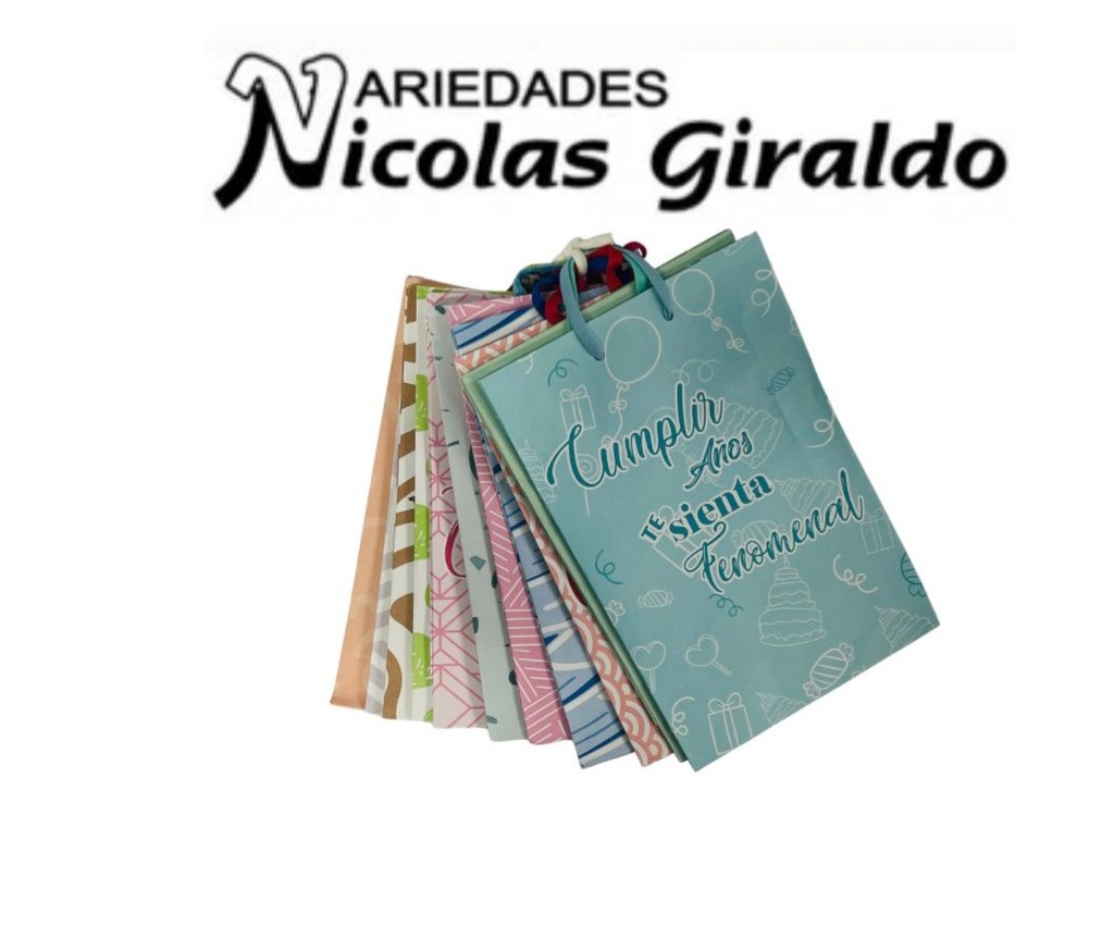 @Bolsa regalo arte mensaje pastel Mediana pqt x12