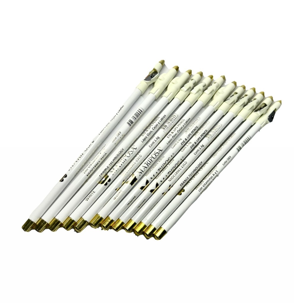 Lapiz ojos mariposa blanco bolsa X12 