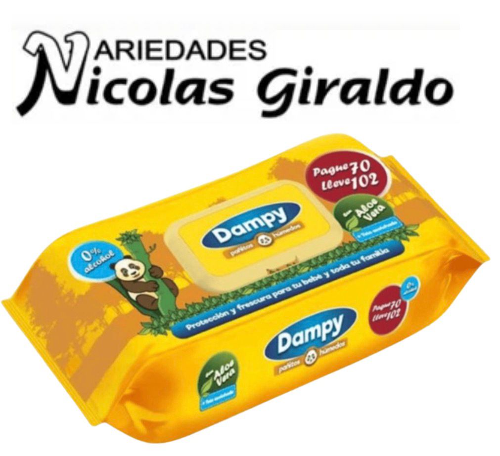 Pañitos humedo dampy x102 amarillo 
