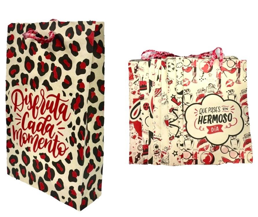 @Bolsa regalo ecologica estampada mediana pqt x12