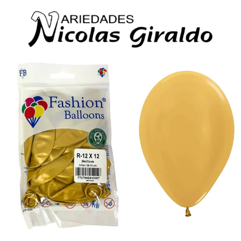 [843287] Bomba ballons r12x12 metal dorado 