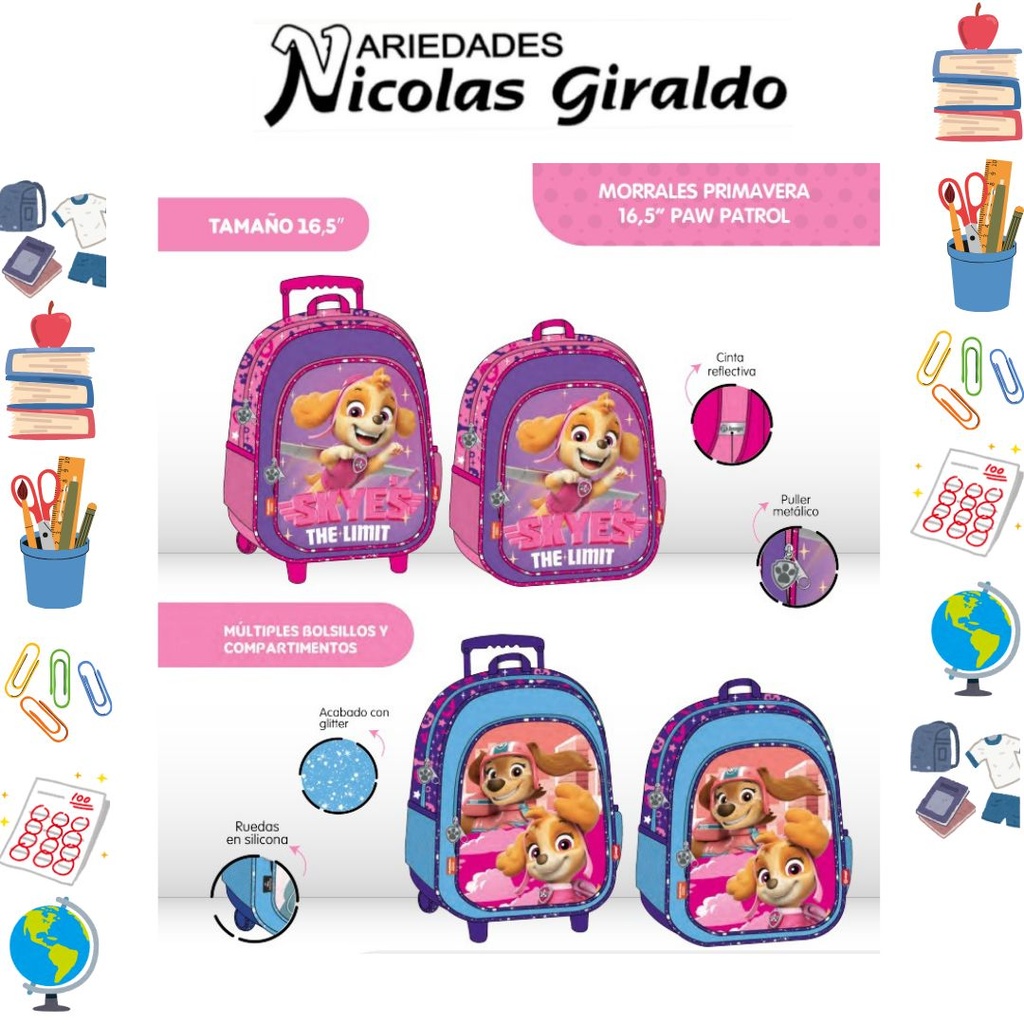 Morral primavera personaje pequeño paw pattrol niña