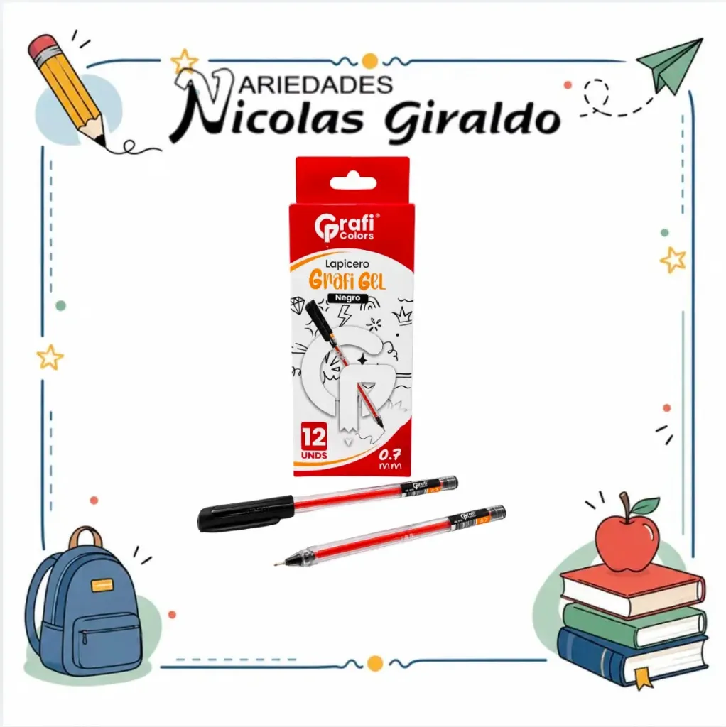 [GR101] Lapicero tapa 0.7 negro x12 graficolors