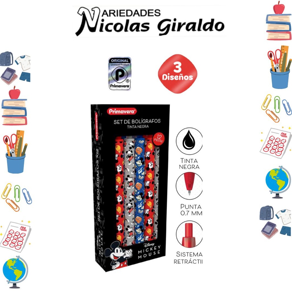 Lapicero primavera personaje mickey x12