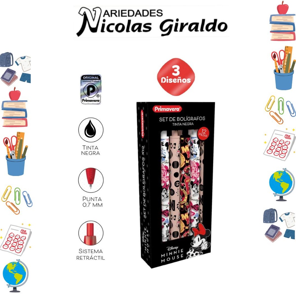 Lapicero primavera personaje minnie x12 