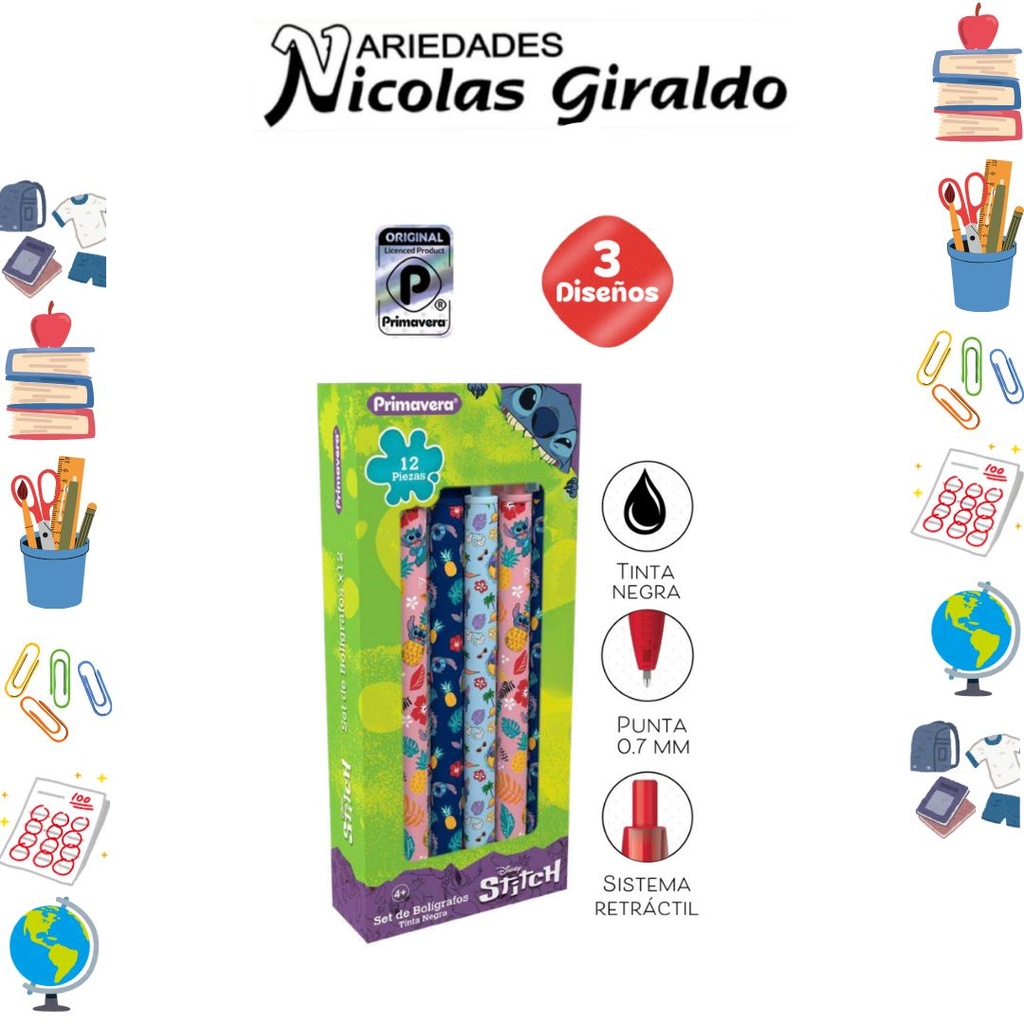 Lapicero primavera personaje stitch x12 