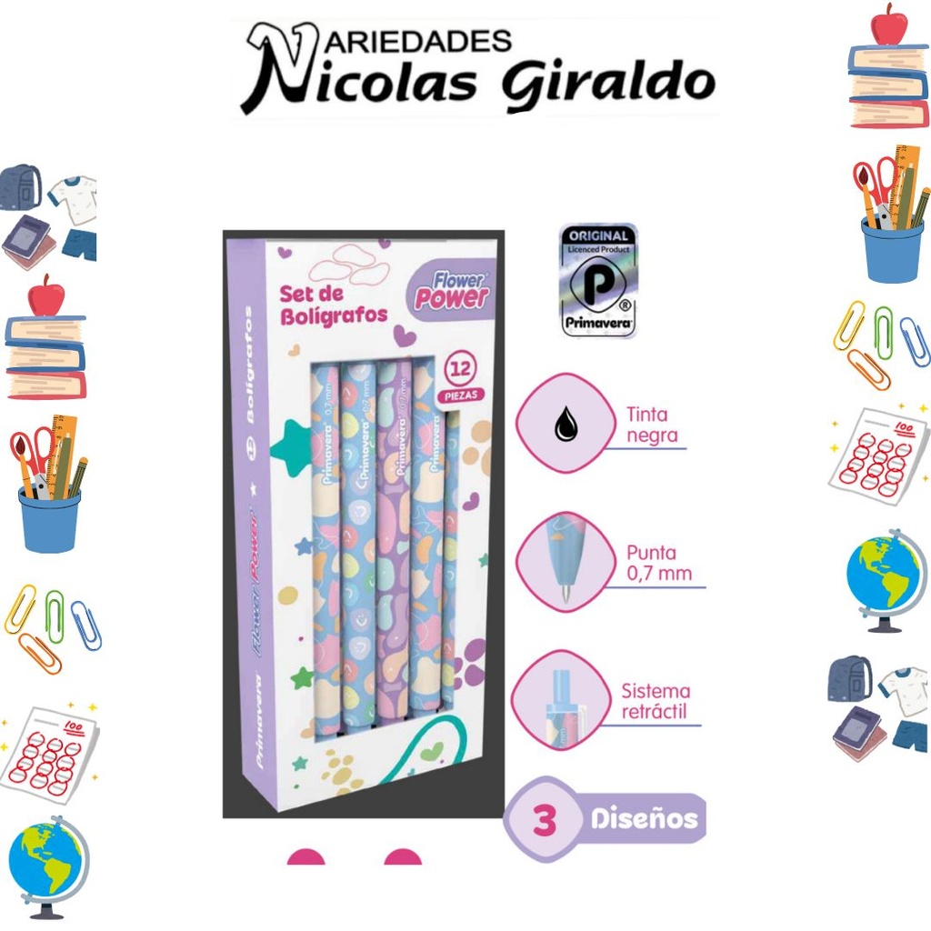 Lapicero primavera flower power x12 