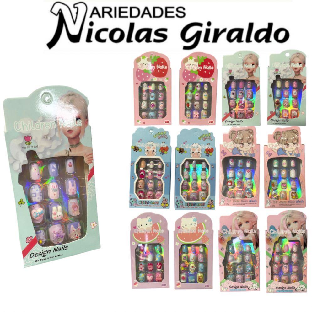 Uñas infantil caja paquete x12