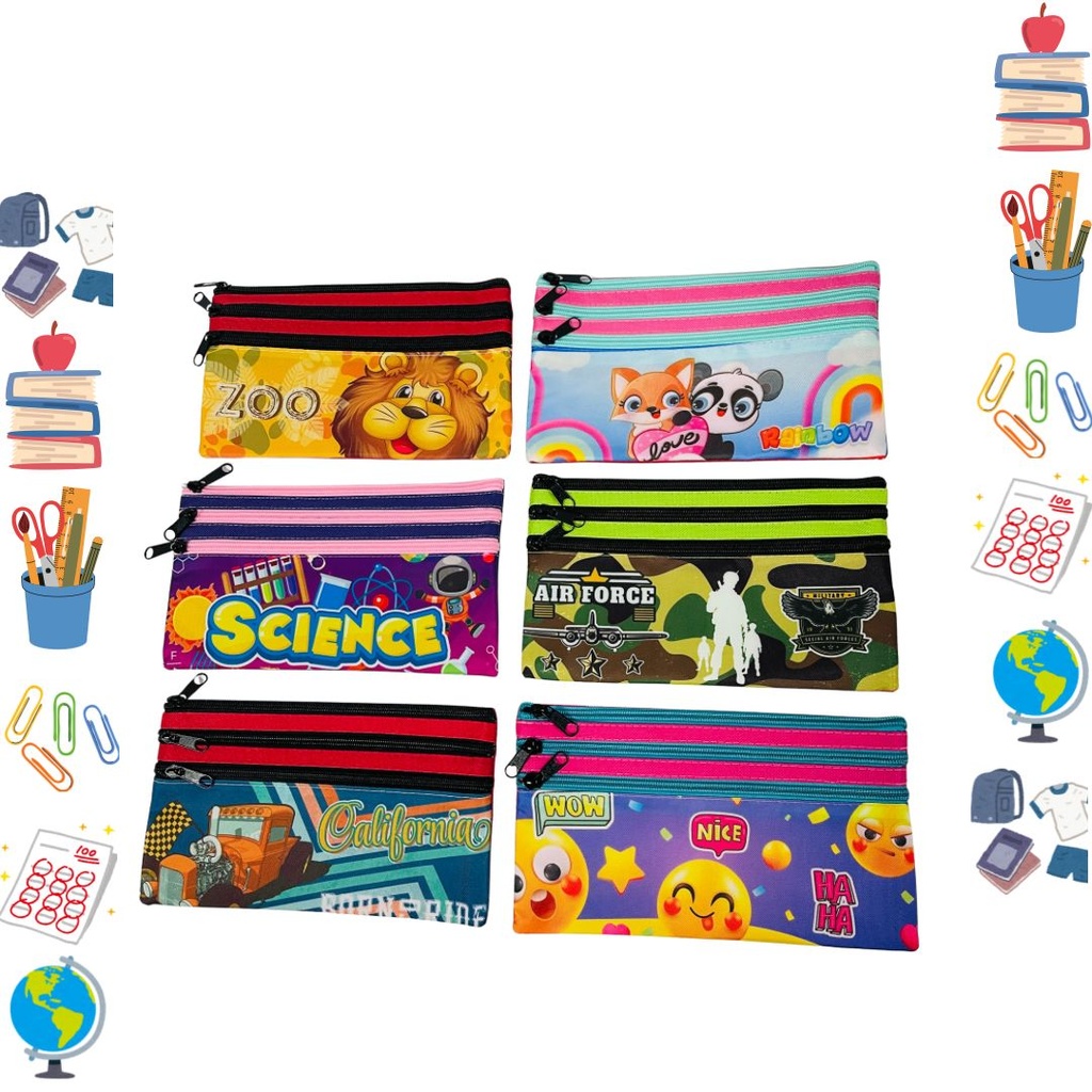 Cartuchera estampada futuro 3 cierre paquete x6