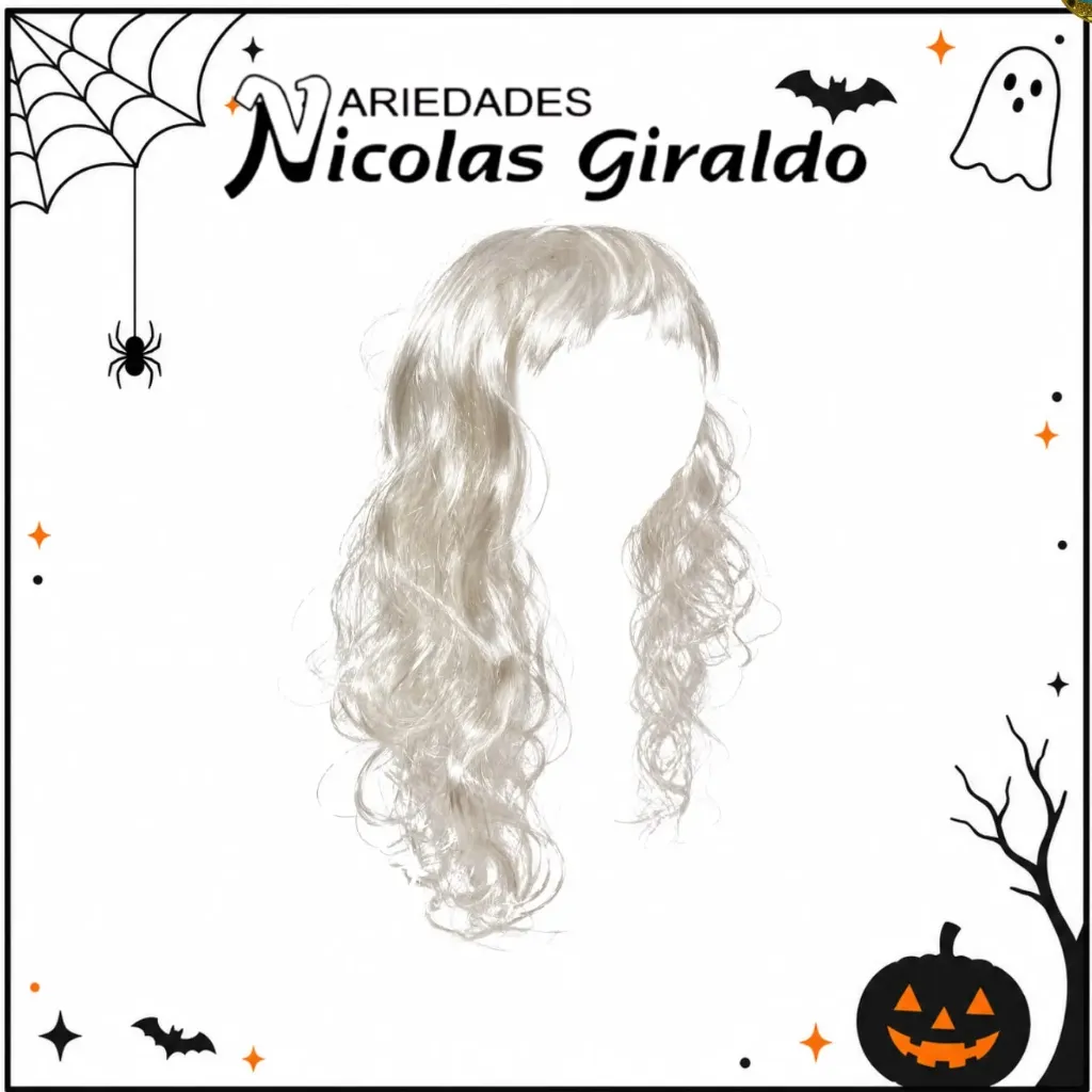 [DK205] Peluca ondulada larga blanca halloween