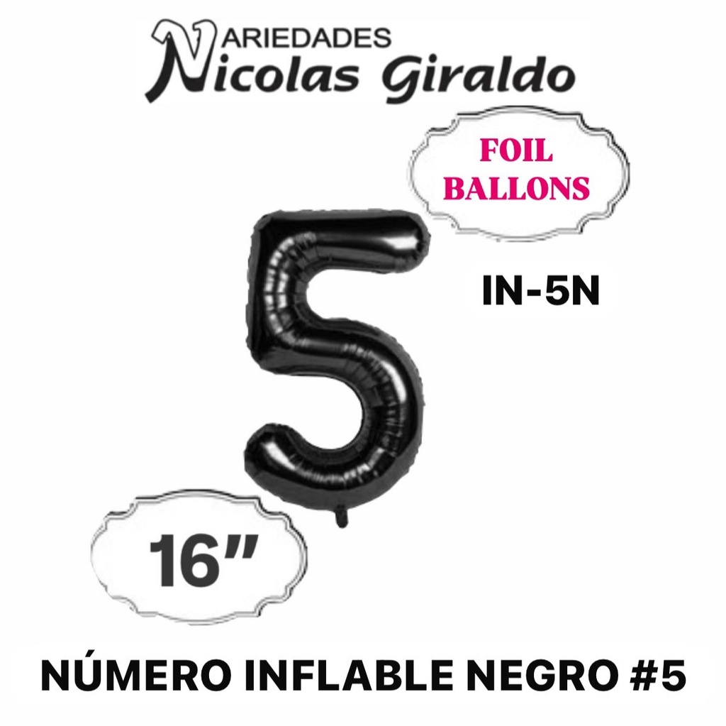 @(1404P)Numero inflable negro #5