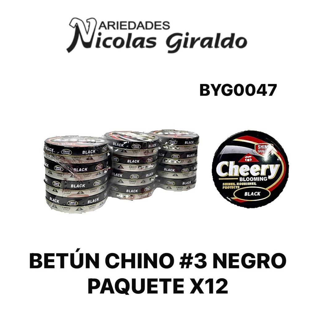 Betun chino #3 negro paquete x12  