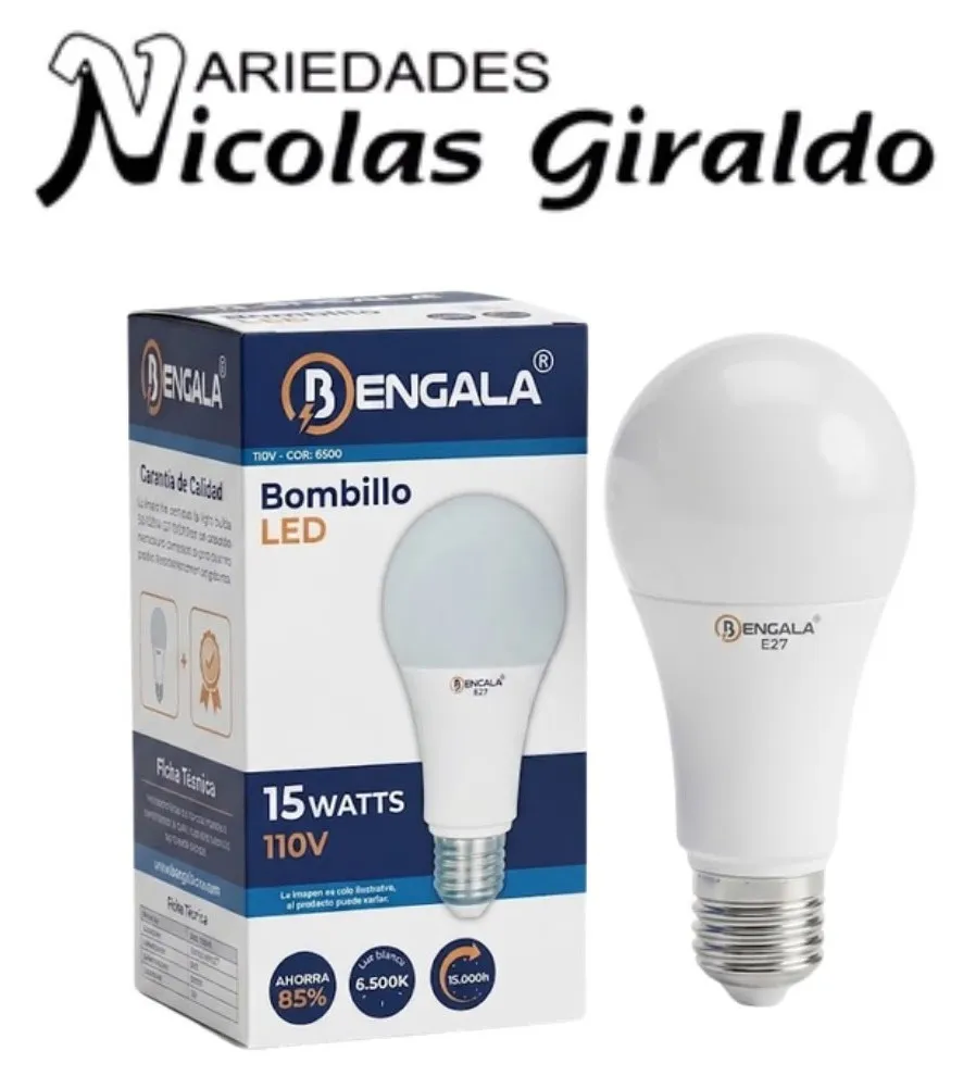 Bombillo bengala 15 watts redondo 