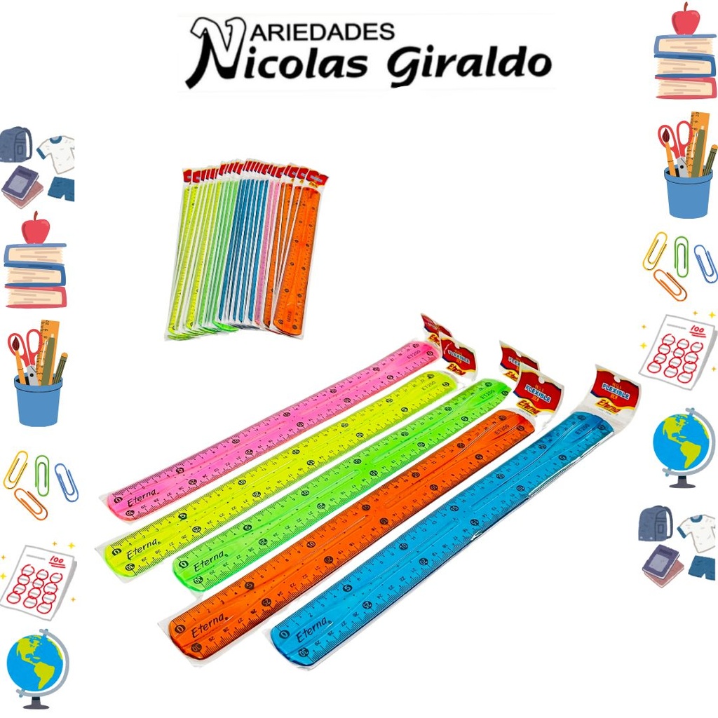 Regla flexible 30cm eterna pqt x24