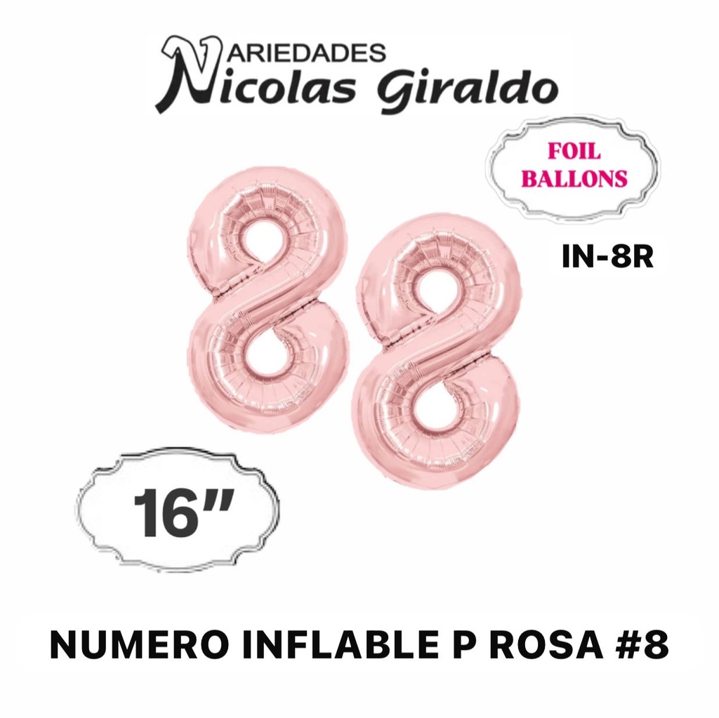 [2D-1751R-8] @Numero inflable p rosa #8 (1404P)