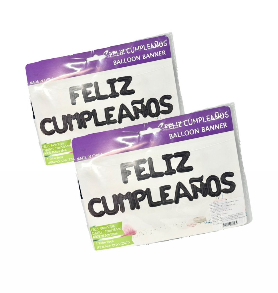 Inflable "feliz cumpleaños" letra negro